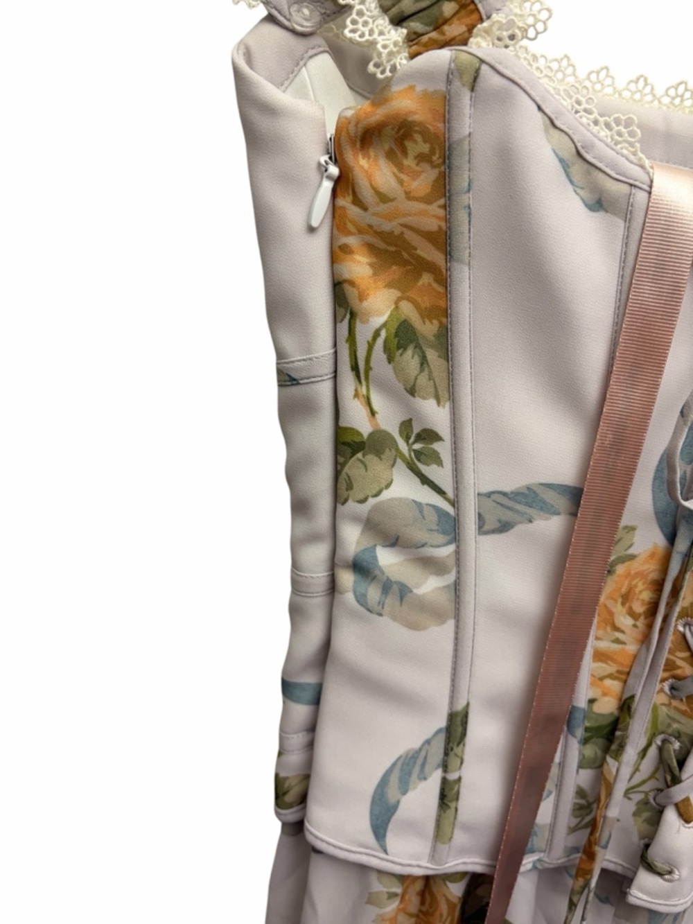 House of CB Isis Yellow Rose Corset Maxi Dress NWT Size M Floral Lace Trim - Picture 9 of 16